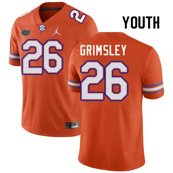 Youth #26 Jameer Grimsley Florida Gators College Football Jerseys Stitched-Orange